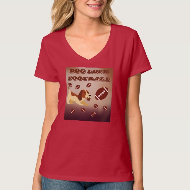 Cute Brown Dog Football Match Daughter T-Shirt (Front)