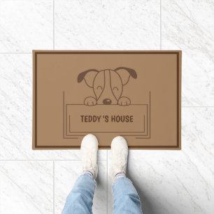 Cute Brown DOG Sign House custom name Doormat