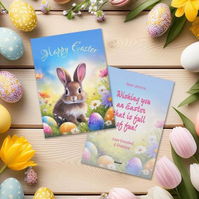 Cute Brown Easter Baby Bunny Holiday Card (Creator Uploaded)