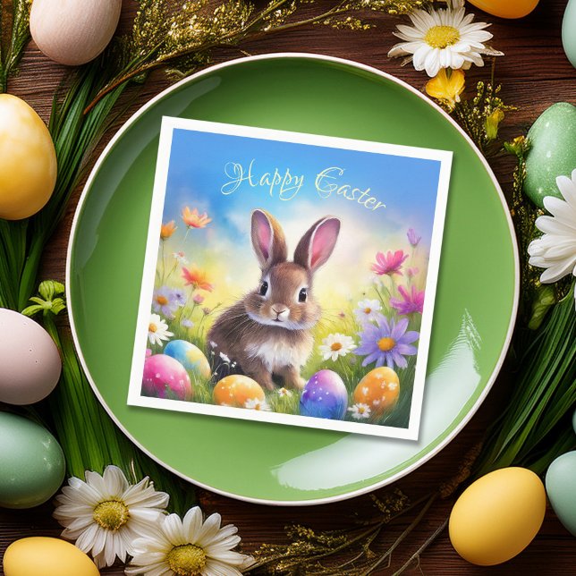 Cute Brown Easter Baby Bunny Napkin (Creator Uploaded)