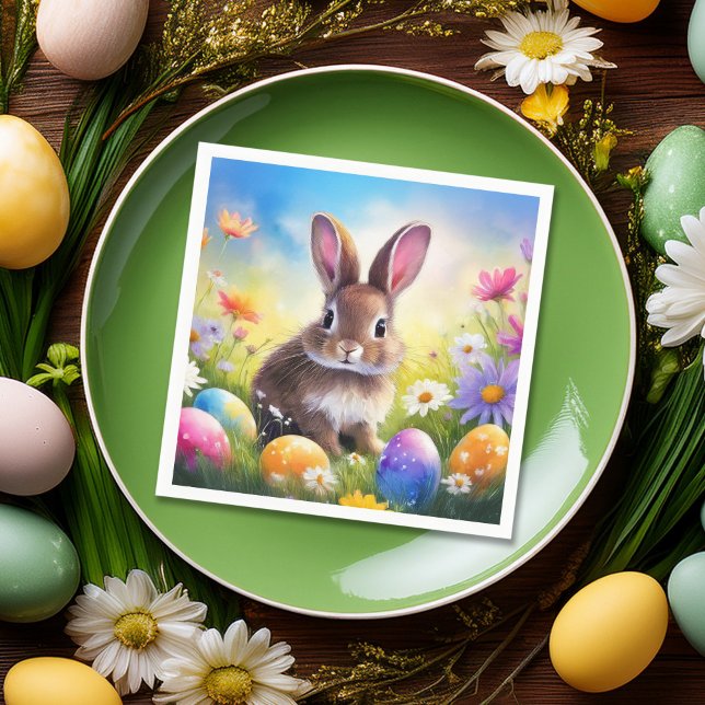 Cute Brown Easter Baby Bunny Napkin (Creator Uploaded)