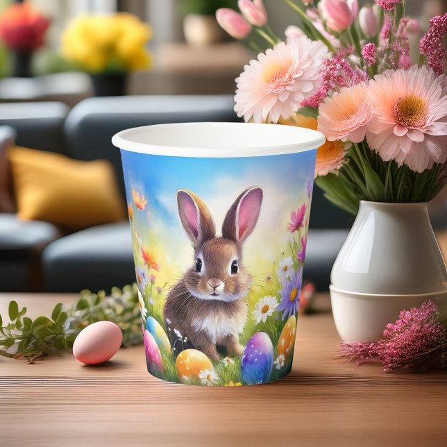 Cute Brown Easter Baby Bunny Paper Cups (Creator Uploaded)