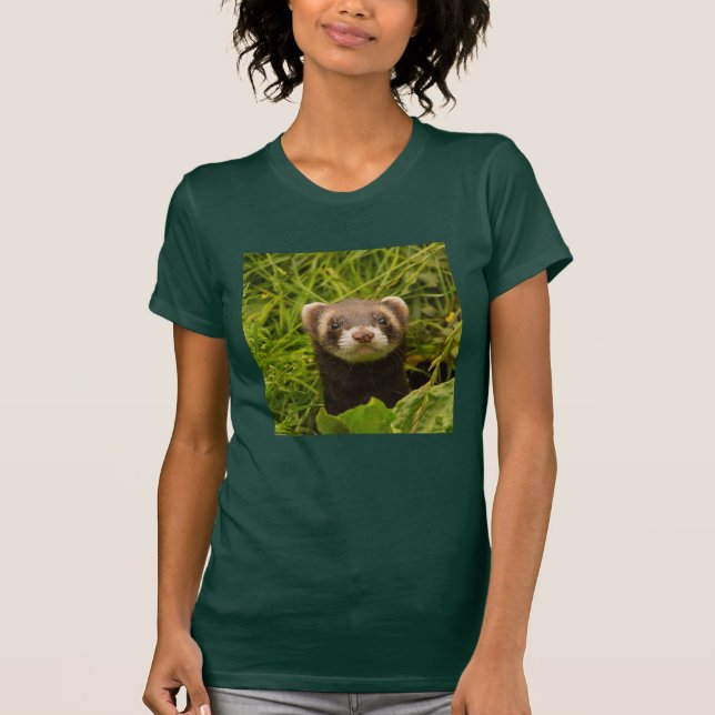 Cute Brown Ferret in the Grass T-Shirt (Front)