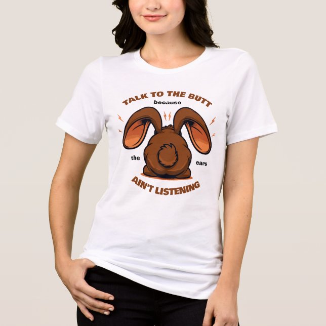 Cute Brown Funny Bunny Tri-Blend Shirt (Front)