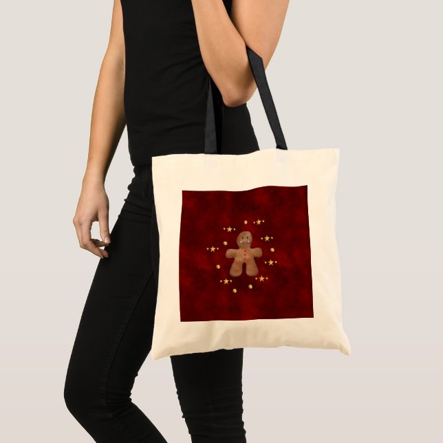 Cute Brown Gingerbread Man Christmas Tote Bag (Front (Product))