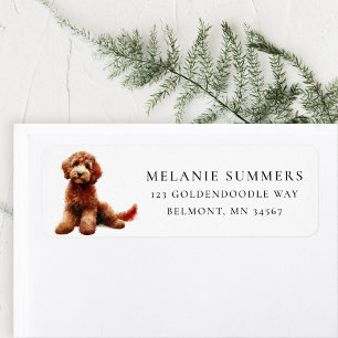 Cute Brown Goldendoodle Return Address Label