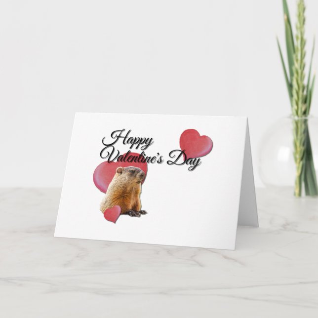 Cute brown guinea pig Happy Valentine's Day  Card (Front)