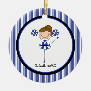 Cute Brown Haired Cheerleader Christmas Ornament