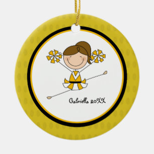 Cute Brown Haired Cheerleader Christmas Ornament