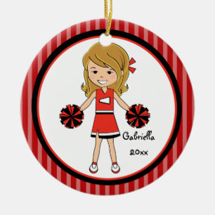 Cute Brown Haired Cheerleader Christmas Ornament