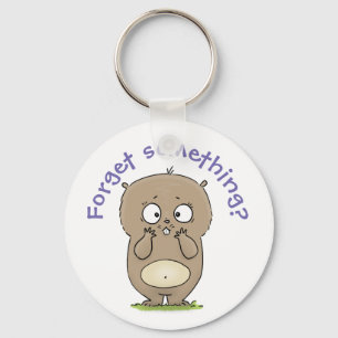 Cute brown hamster forget something cartoon key ring