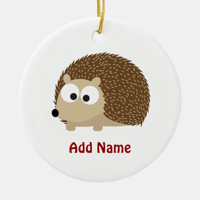Cute Brown Hedgehog Ceramic Tree Decoration (Front)