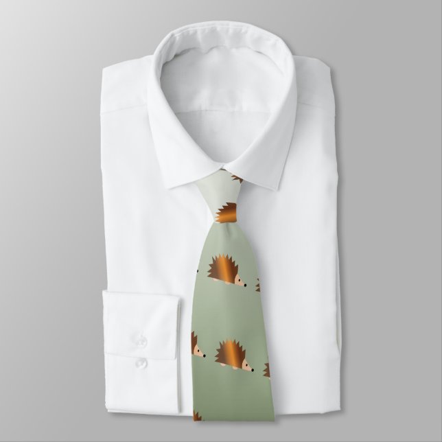 Cute Brown Hedgehog Tie (Tied)