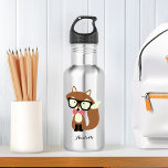 Cute Brown Hipster Fox 532 Ml Water Bottle<br><div class="desc">Adorable hipster fox illustration personalised design.</div>