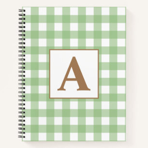 Cute brown initial A scottish pattern green name   Notebook