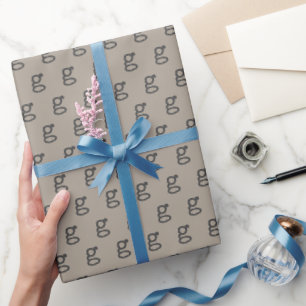 Cute Brown Initial Monogram Retro Typewriter Font  Wrapping Paper