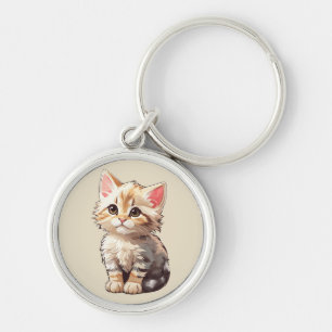 Cute Brown Kawaii Kitten Key Ring