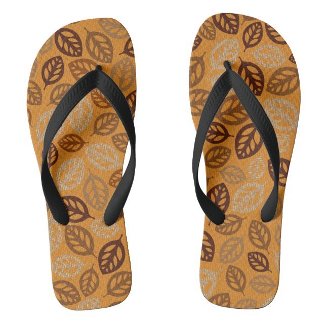 Cute brown leaves pattern jandals (Footbed)
