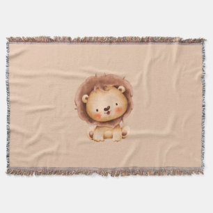 Cute Brown Lion Throw Blanket
