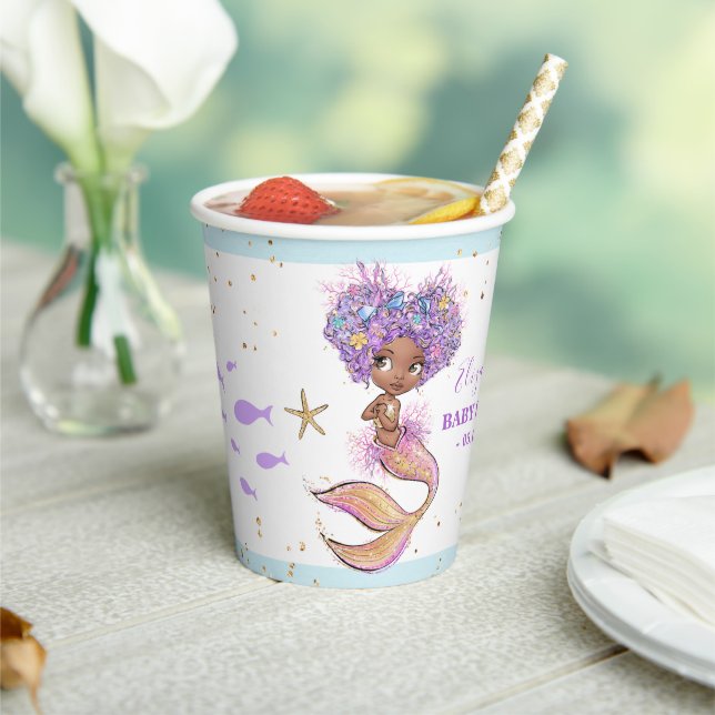 Cute Brown Mermaid Baby Shower Paper cup (Insitu)