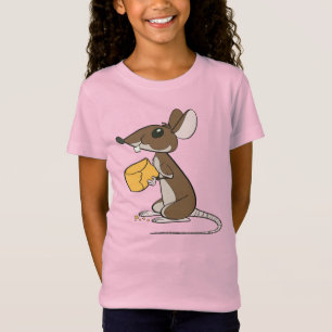 Cute Brown Mouse Holding A Piece Of Cheese T-Shirt