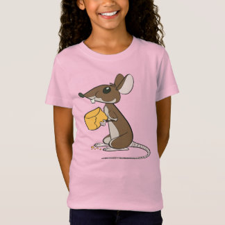 Cute Brown Mouse Holding A Piece Of Cheese T-Shirt