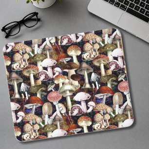 Cute brown mushroom fungi garden pattern mouse pad