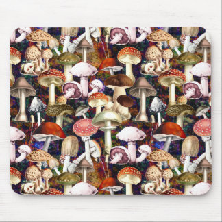 Cute brown mushroom fungi garden pattern mouse pad