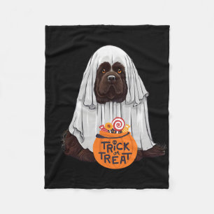 Cute Brown Newfoundland Dog Halloween  Fleece Blanket