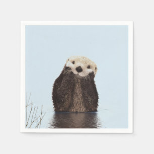Cute Brown Otter in Water Napkin