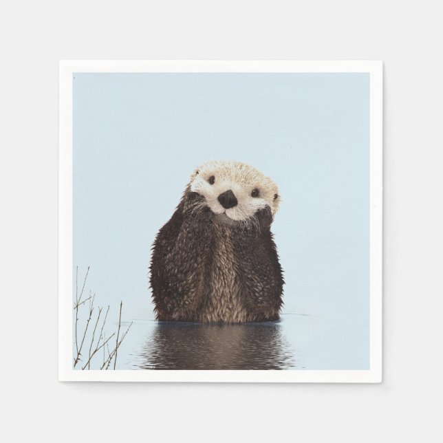 Cute Brown Otter in Water Napkin (Front)