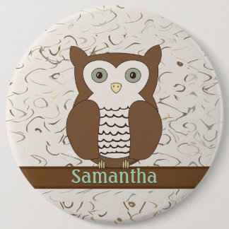 Cute Brown Owl 6 Cm Round Badge