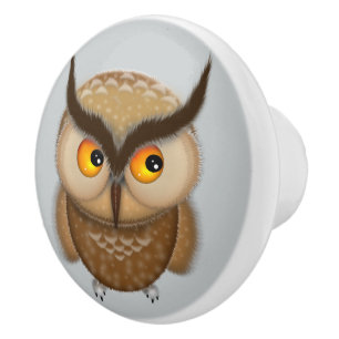 Cute Brown Owl Ceramic Knob