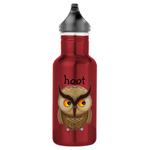 Cute Brown Owl Illustration Hoot 532 Ml Water Bottle