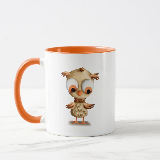 Cute Brown Owl Personalised Mug (Left)