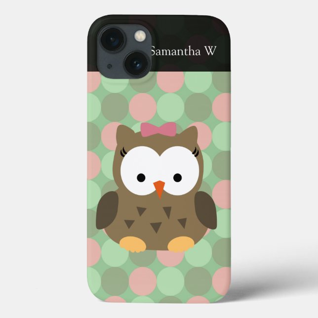 Cute Brown Owl w/Pink Bow Case-Mate iPhone Case (Back)