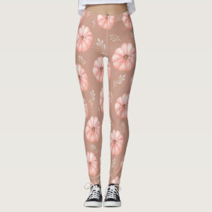 Cute Brown Peach Watercolor Pumpkin Fall   Leggings