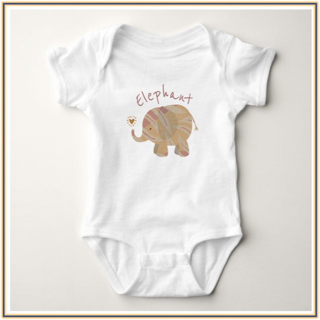 Cute Brown Pink and Bronze Elephant Baby Bodysuit (Creator Uploaded)