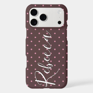 Cute Brown & Pink Polkadots Pattern Boho Polka