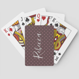 Cute Brown & Pink Polkadots Pattern Boho Polka Playing Cards