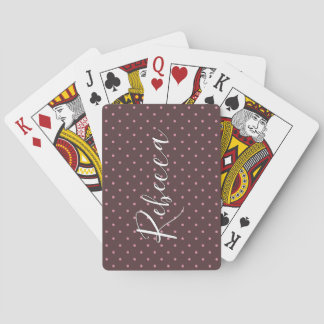 Cute Brown & Pink Polkadots Pattern Boho Polka Playing Cards