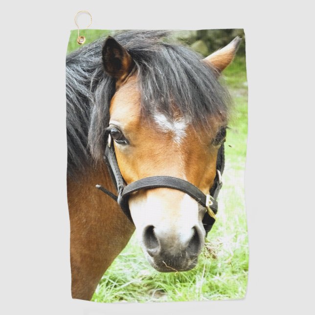 CUTE BROWN PONY  GOLF TOWEL (Front)