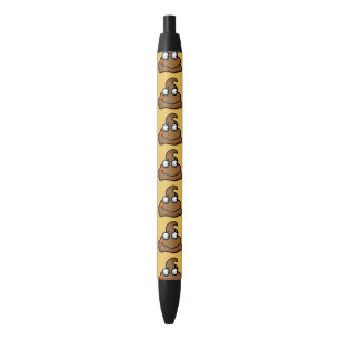cute brown poop cartoon pattern black ink pen
