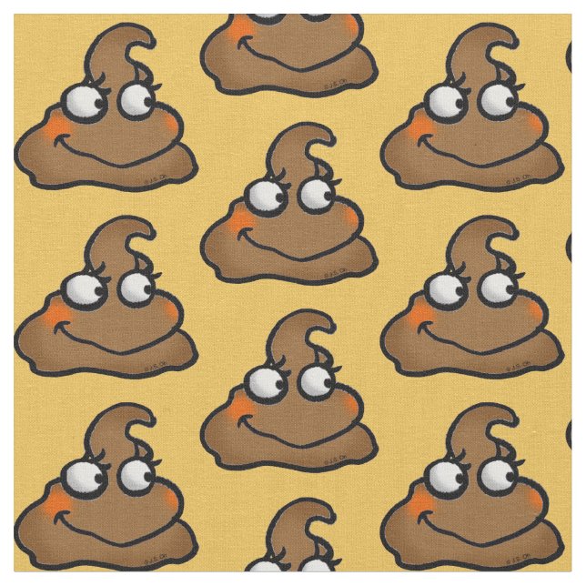 cute brown poop cartoon pattern fabric (Close Up)