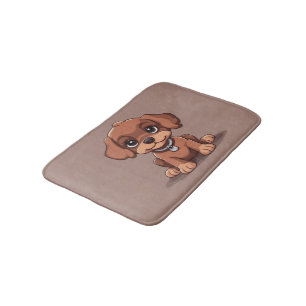 Cute brown puppy bath mat