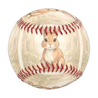 Cute brown rabbit in a forest baseball