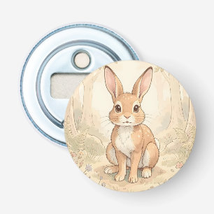 Cute brown rabbit in a forest bottle opener