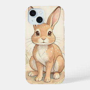 Cute brown rabbit in a forest iPhone 15 case