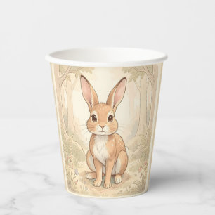Cute brown rabbit in a forest paper cups