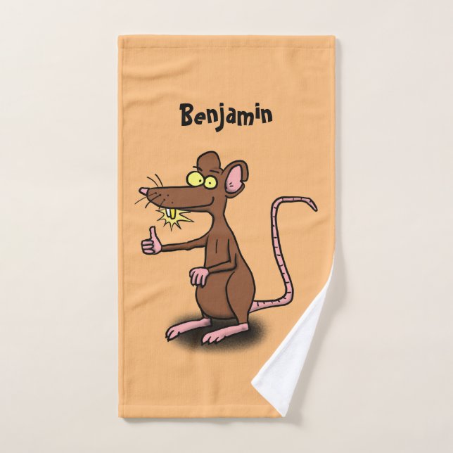 Cute brown rat thumbs up cartoon bath towel set (Hand Towel)